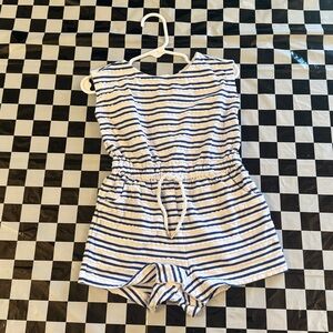 Janie and Jack Blue and White Striped Romper